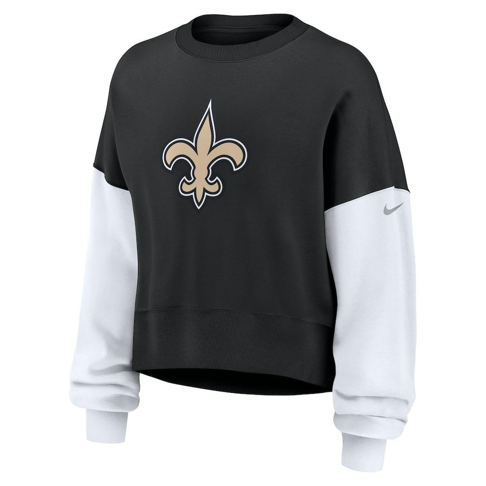 New Orleans Saints Women's Oversized Color-Block Pullover Sweatshirt - Black cheap