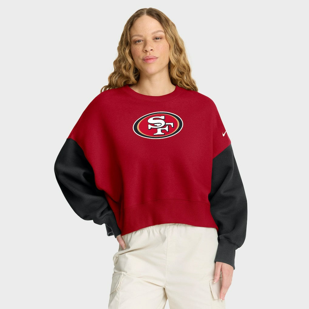 San Francisco 49ers Women's Oversized Color-Block Pullover Sweatshirt - Scarlet cheap