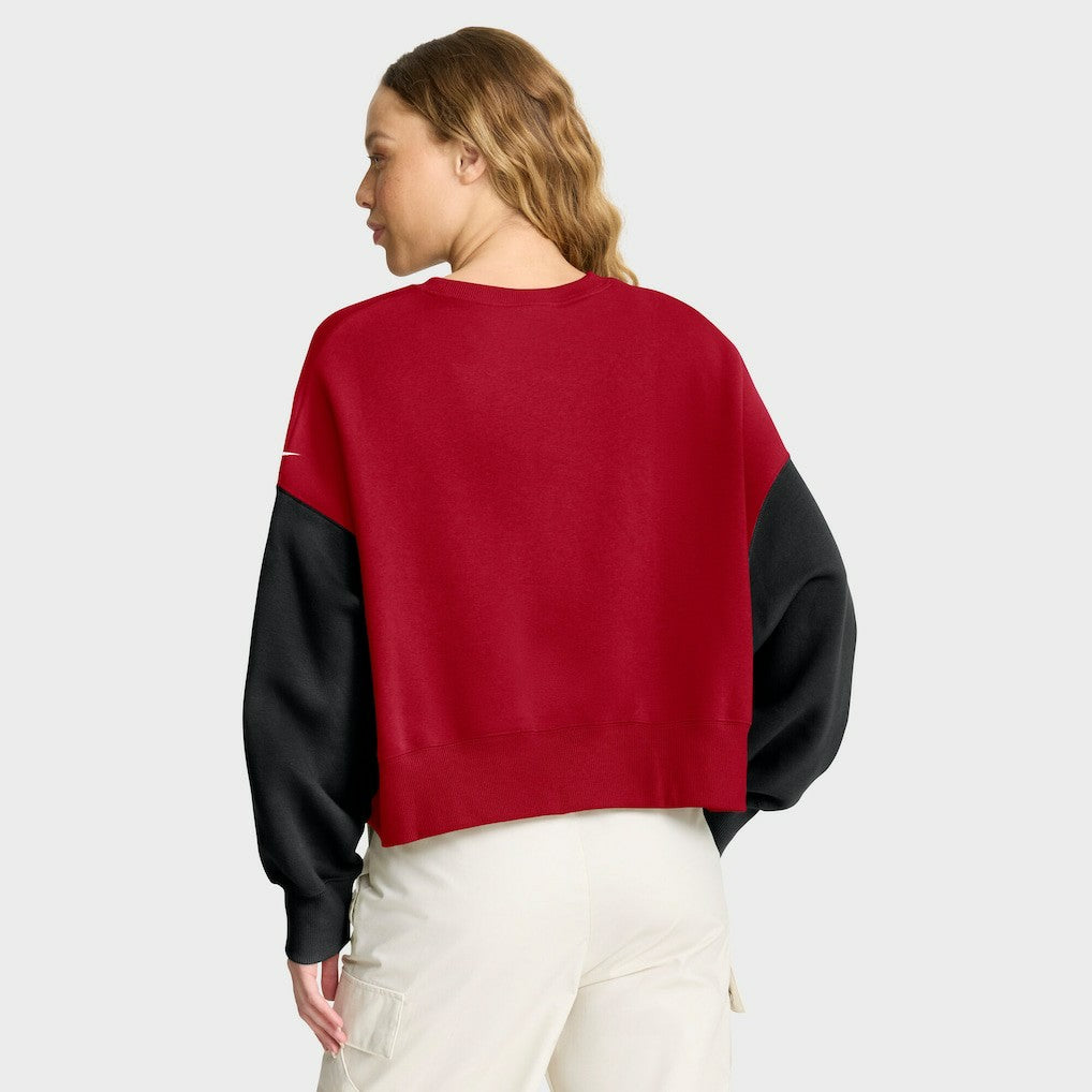 San Francisco 49ers Women's Oversized Color-Block Pullover Sweatshirt - Scarlet cheap