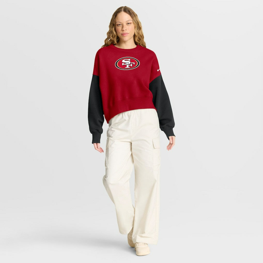 San Francisco 49ers Women's Oversized Color-Block Pullover Sweatshirt - Scarlet cheap