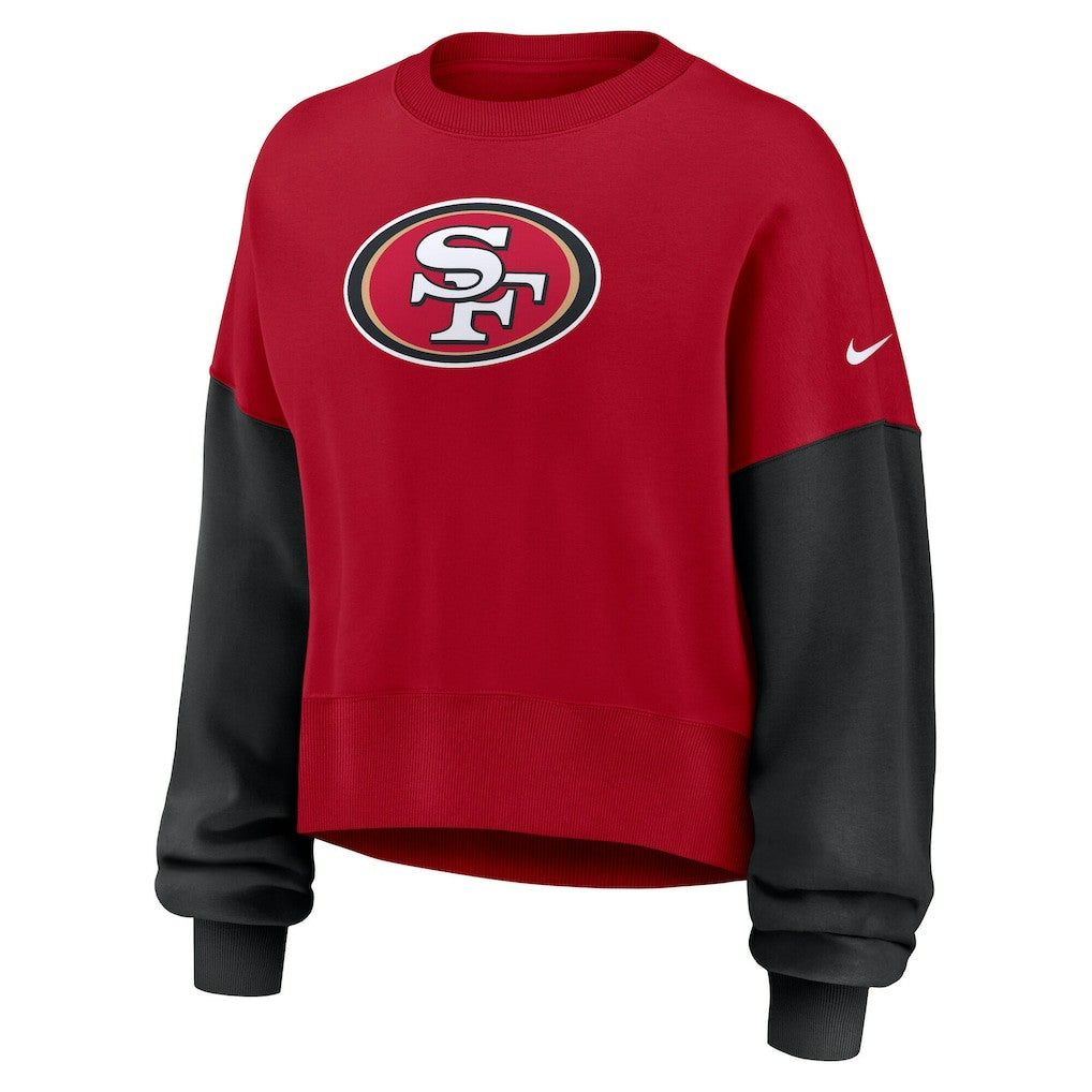 San Francisco 49ers Women's Oversized Color-Block Pullover Sweatshirt - Scarlet cheap