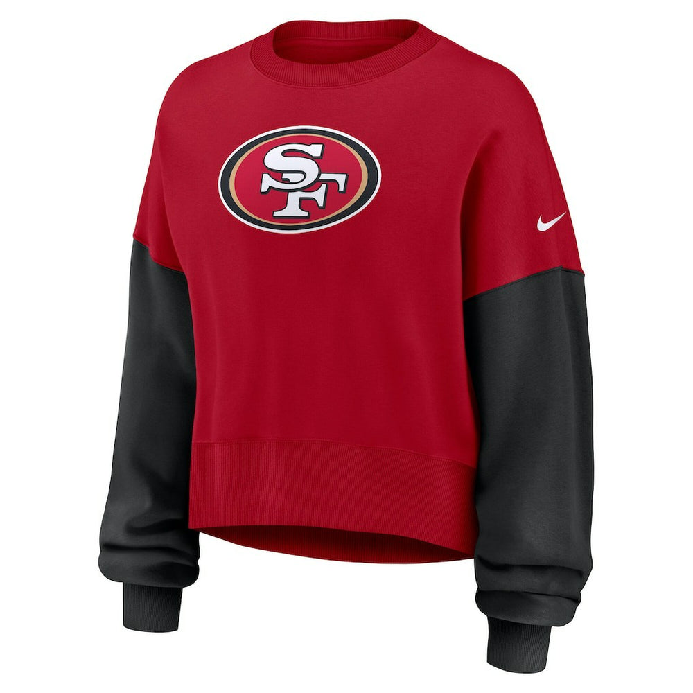 San Francisco 49ers Women's Oversized Color-Block Pullover Sweatshirt - Scarlet cheap