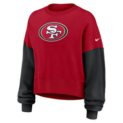 San Francisco 49ers Women's Oversized Color-Block Pullover Sweatshirt - Scarlet cheap