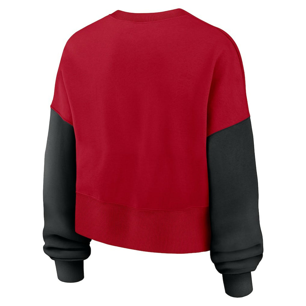 San Francisco 49ers Women's Oversized Color-Block Pullover Sweatshirt - Scarlet cheap