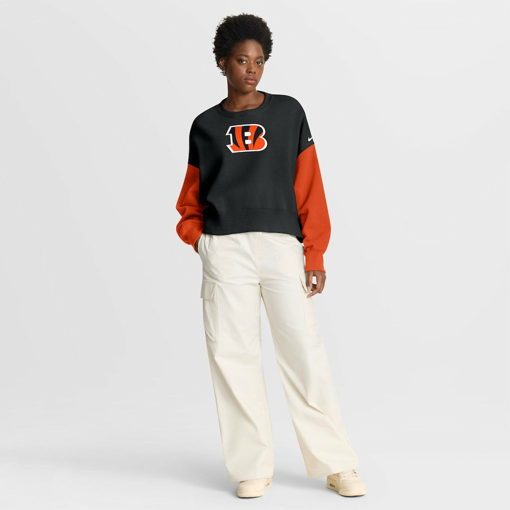 Cincinnati Bengals Women's Oversized Color-Block Pullover Sweatshirt - Black on sale