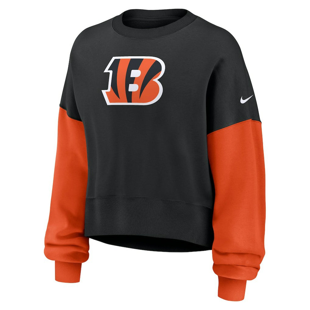 Cincinnati Bengals Women's Oversized Color-Block Pullover Sweatshirt - Black on sale
