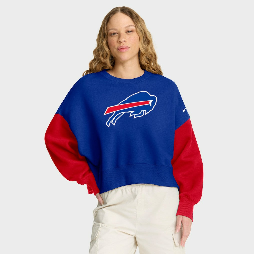 Buffalo Bills Women's Oversized Color-Block Pullover Sweatshirt - Royal on sale