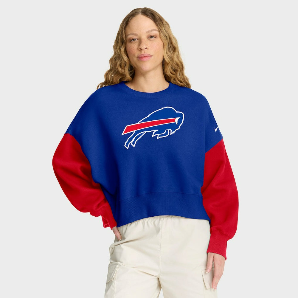 Buffalo Bills Women's Oversized Color-Block Pullover Sweatshirt - Royal on sale