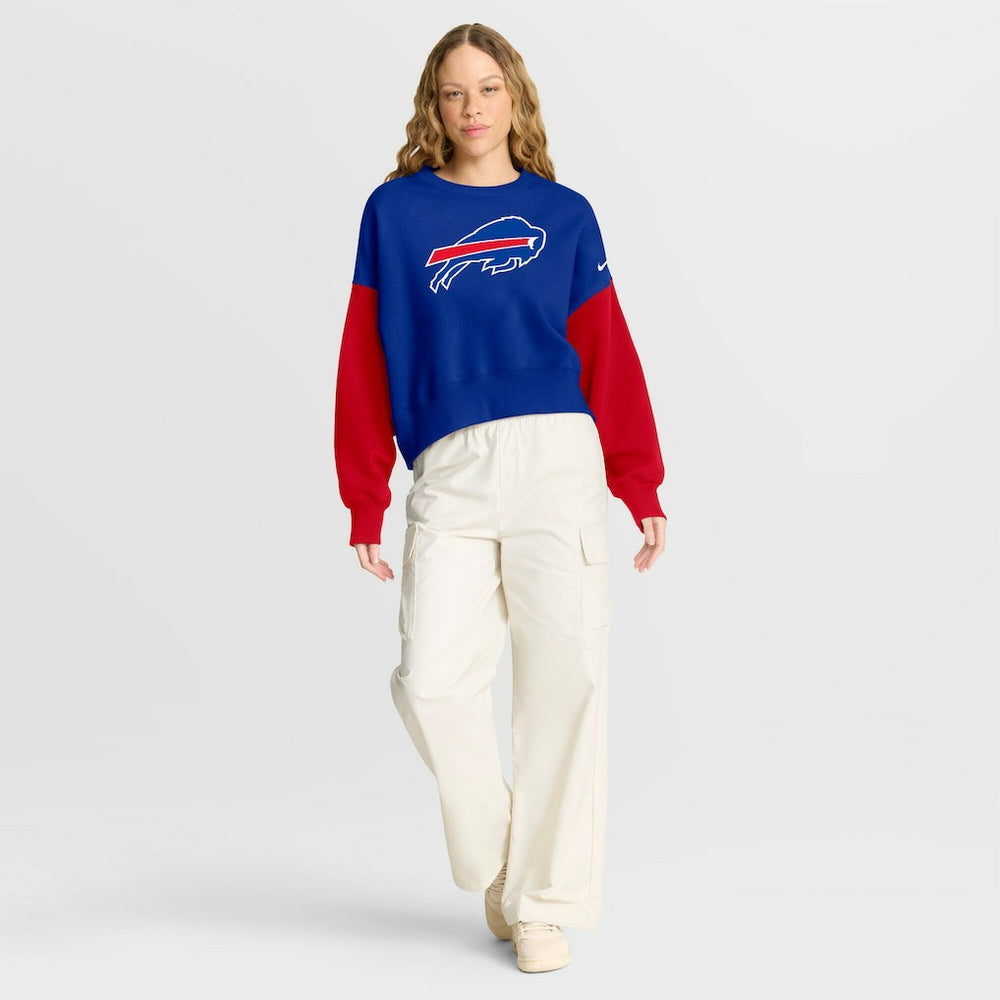 Buffalo Bills Women's Oversized Color-Block Pullover Sweatshirt - Royal on sale