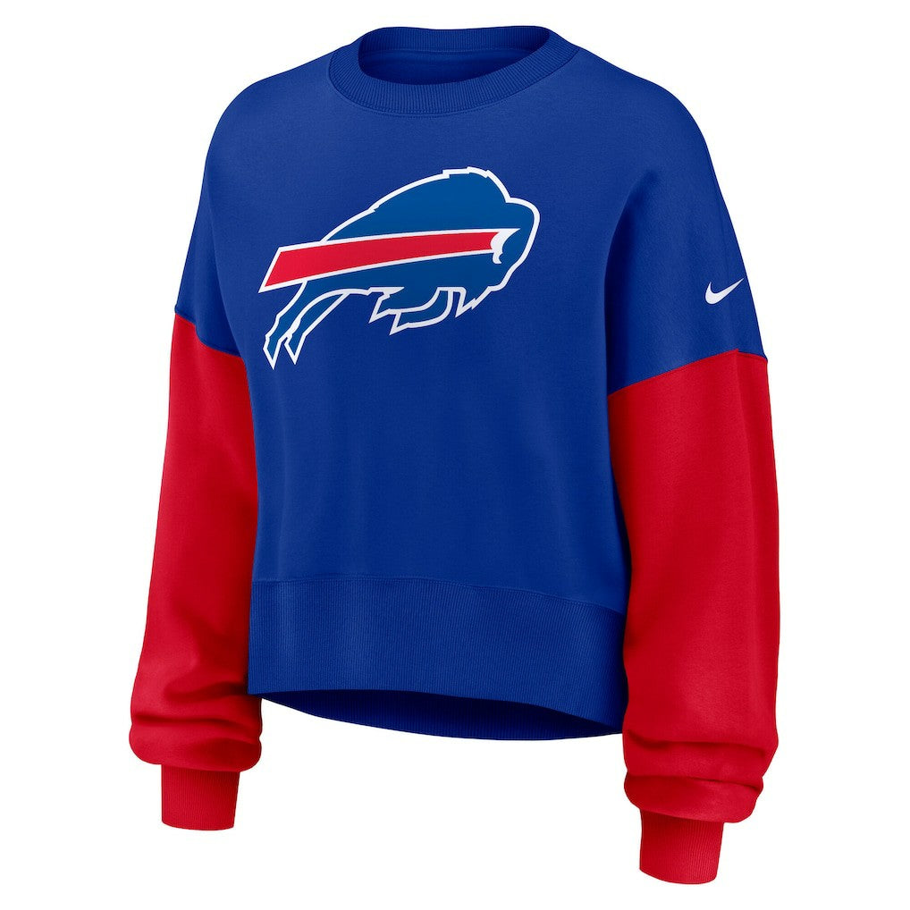 Buffalo Bills Women's Oversized Color-Block Pullover Sweatshirt - Royal on sale