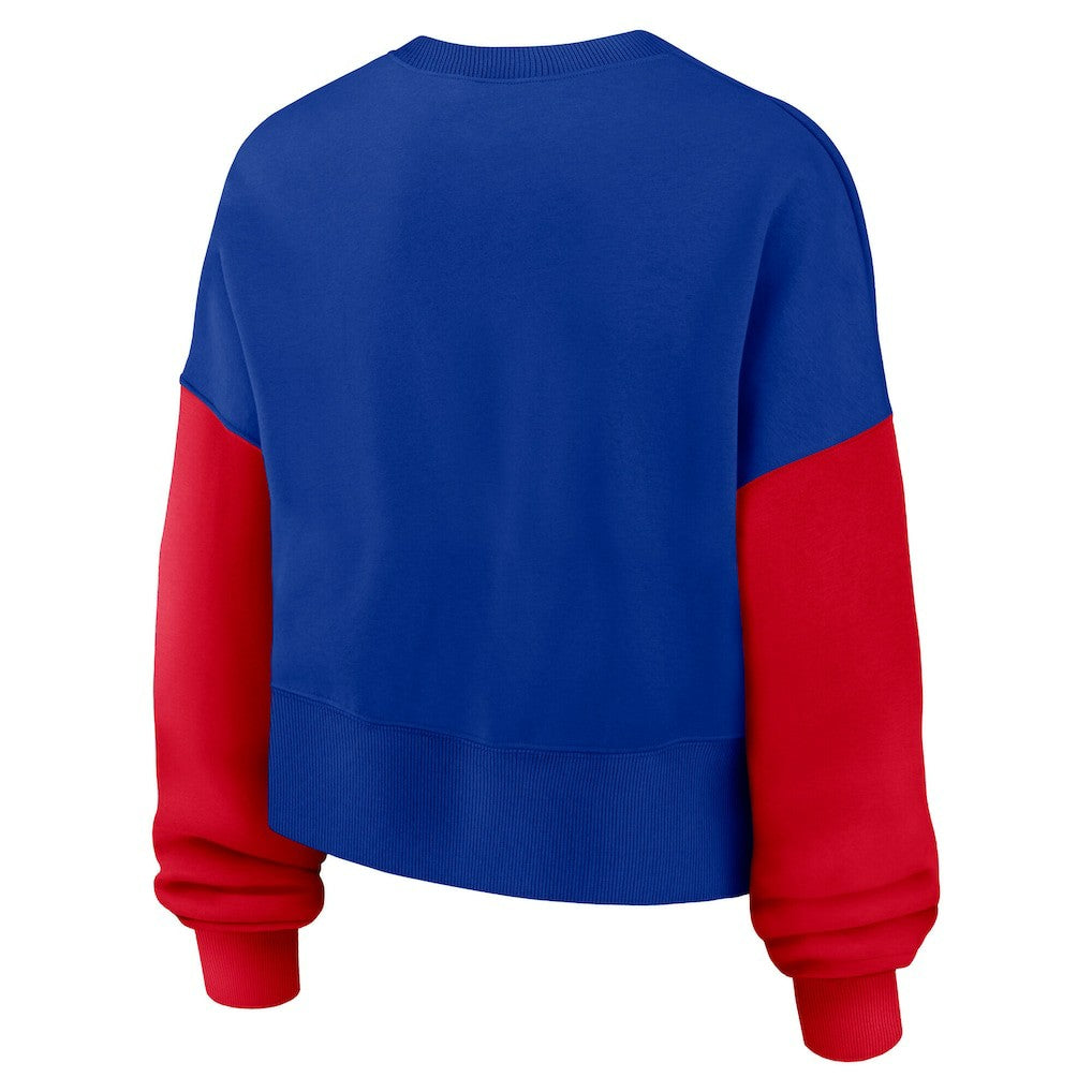 Buffalo Bills Women's Oversized Color-Block Pullover Sweatshirt - Royal on sale