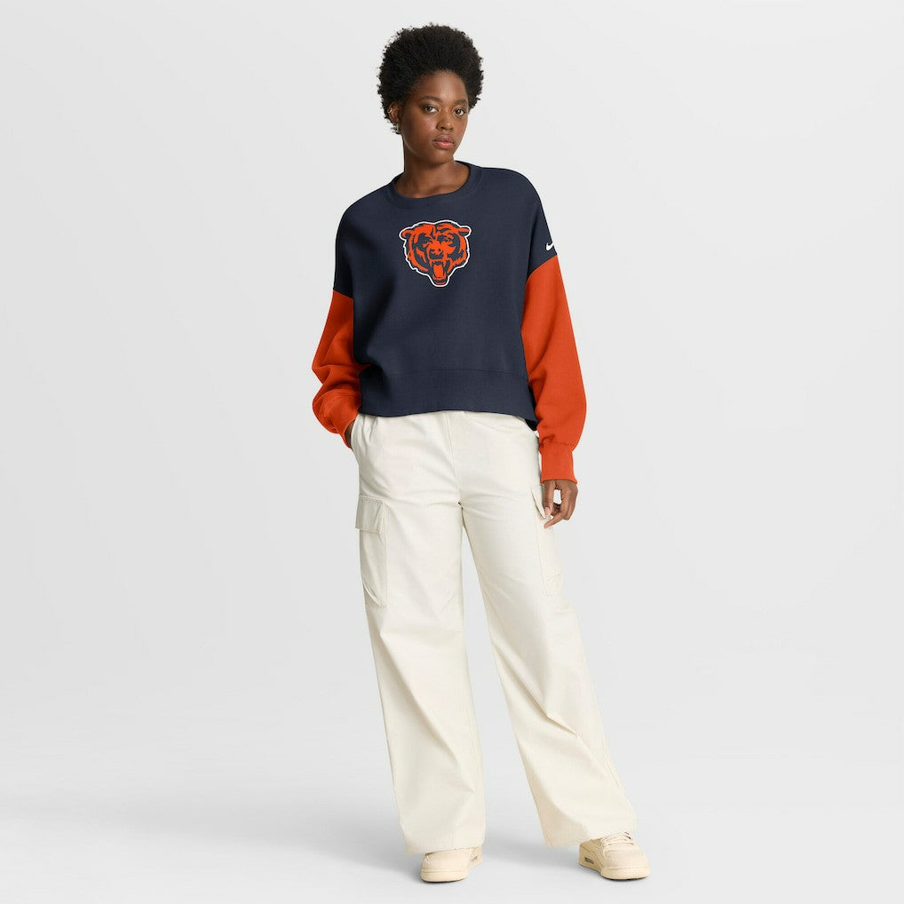 Chicago Bears Women's Oversized Color-Block Pullover Sweatshirt - Navy cheap