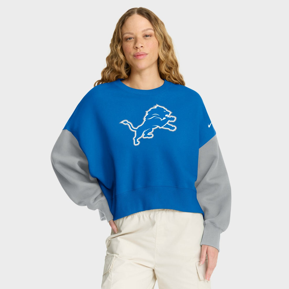 Detroit Lions Women's Oversized Color-Block Pullover Sweatshirt - Blue cheap