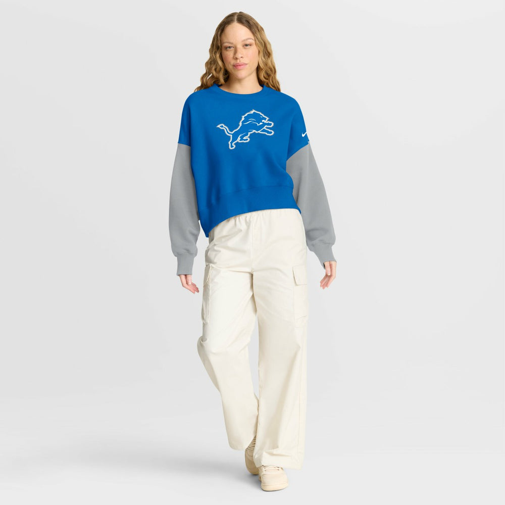 Detroit Lions Women's Oversized Color-Block Pullover Sweatshirt - Blue cheap