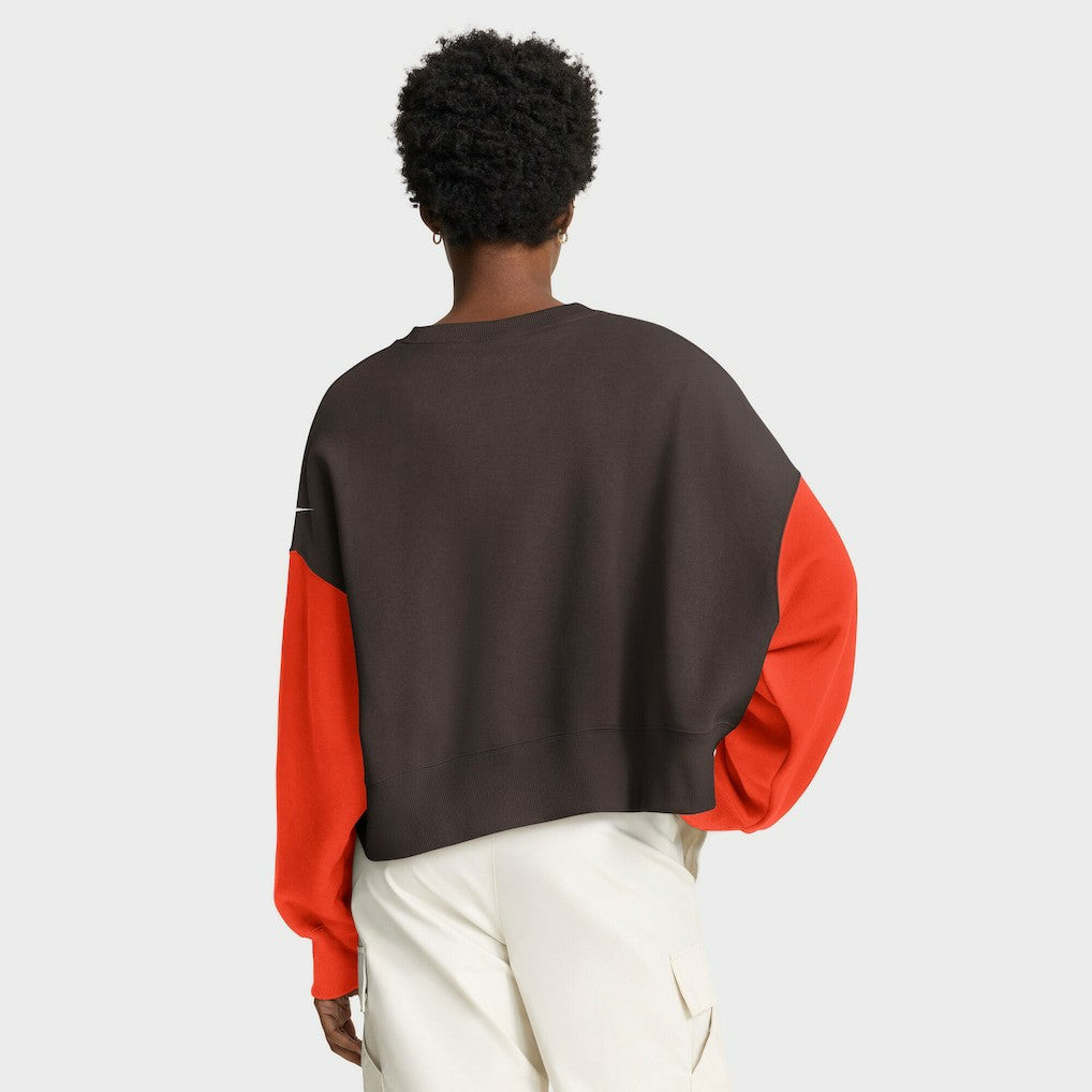Cleveland Browns Women's Oversized Color-Block Pullover Sweatshirt - Brown for sale