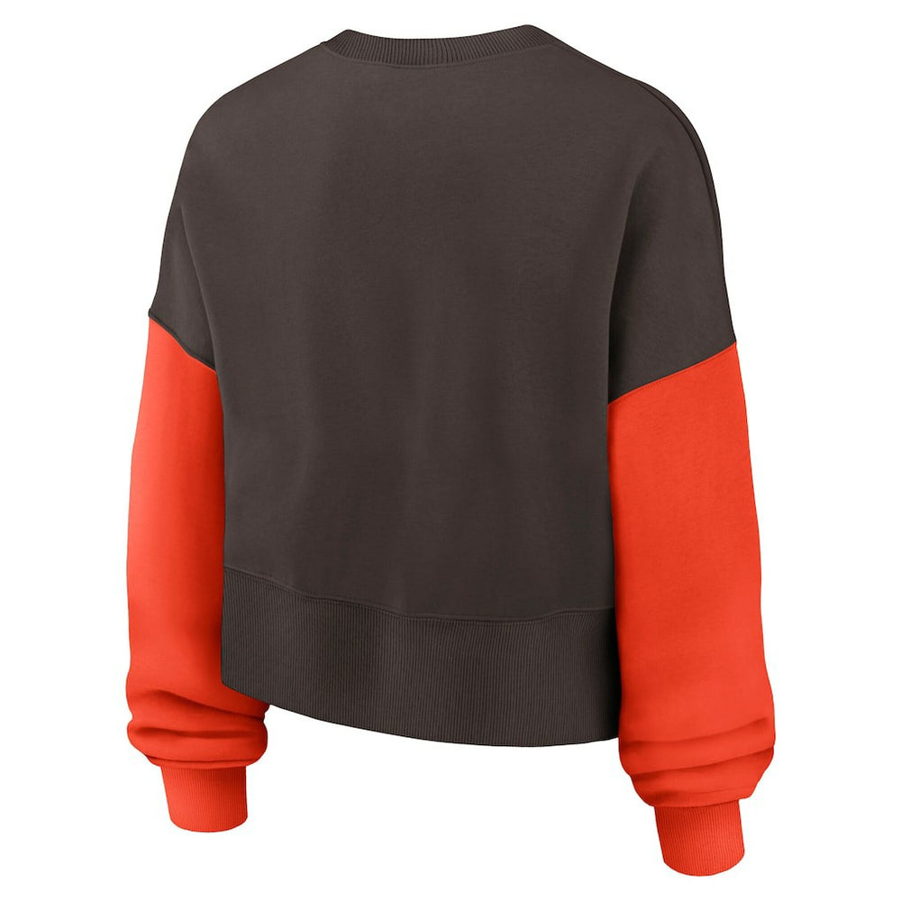 Cleveland Browns Women's Oversized Color-Block Pullover Sweatshirt - Brown for sale