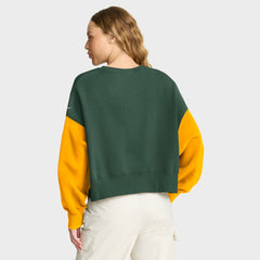 Green Bay Packers Women's Oversized Color-Block Pullover Sweatshirt - Green for sale