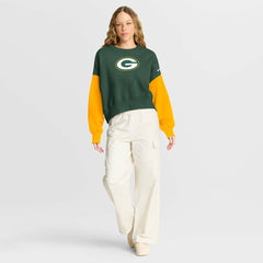 Green Bay Packers Women's Oversized Color-Block Pullover Sweatshirt - Green for sale