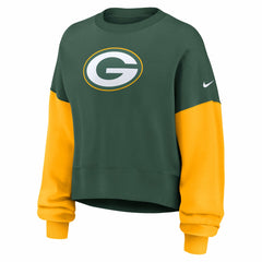 Green Bay Packers Women's Oversized Color-Block Pullover Sweatshirt - Green for sale