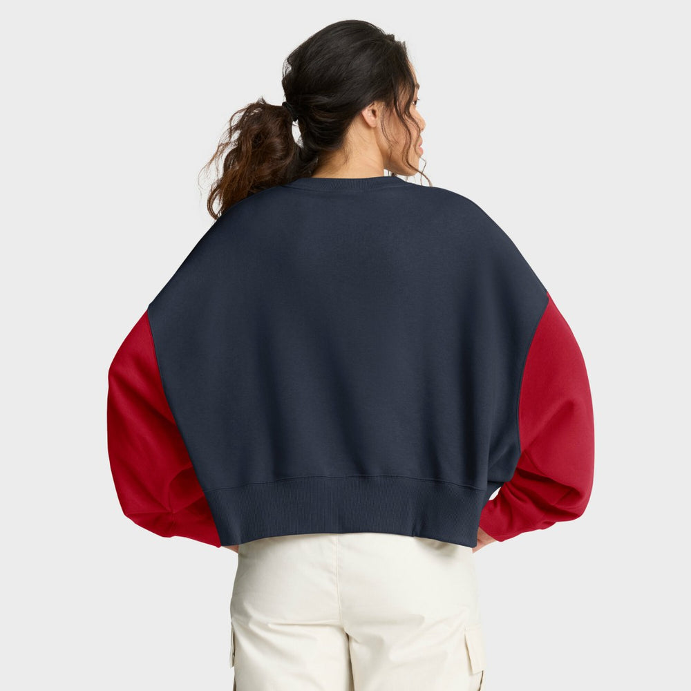 Houston Texans Women's Oversized Color-Block Pullover Sweatshirt - Navy outlet
