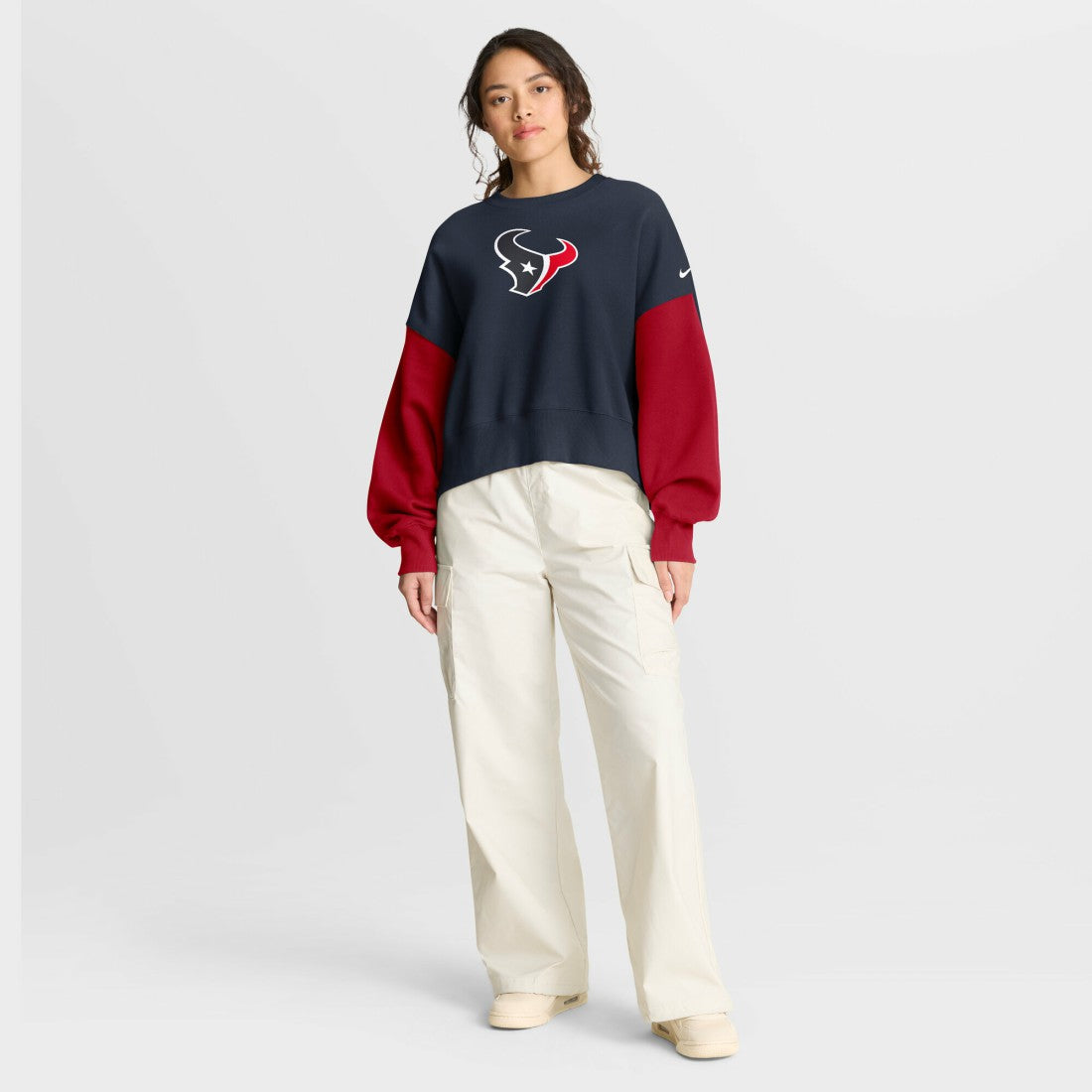 Houston Texans Women's Oversized Color-Block Pullover Sweatshirt - Navy outlet