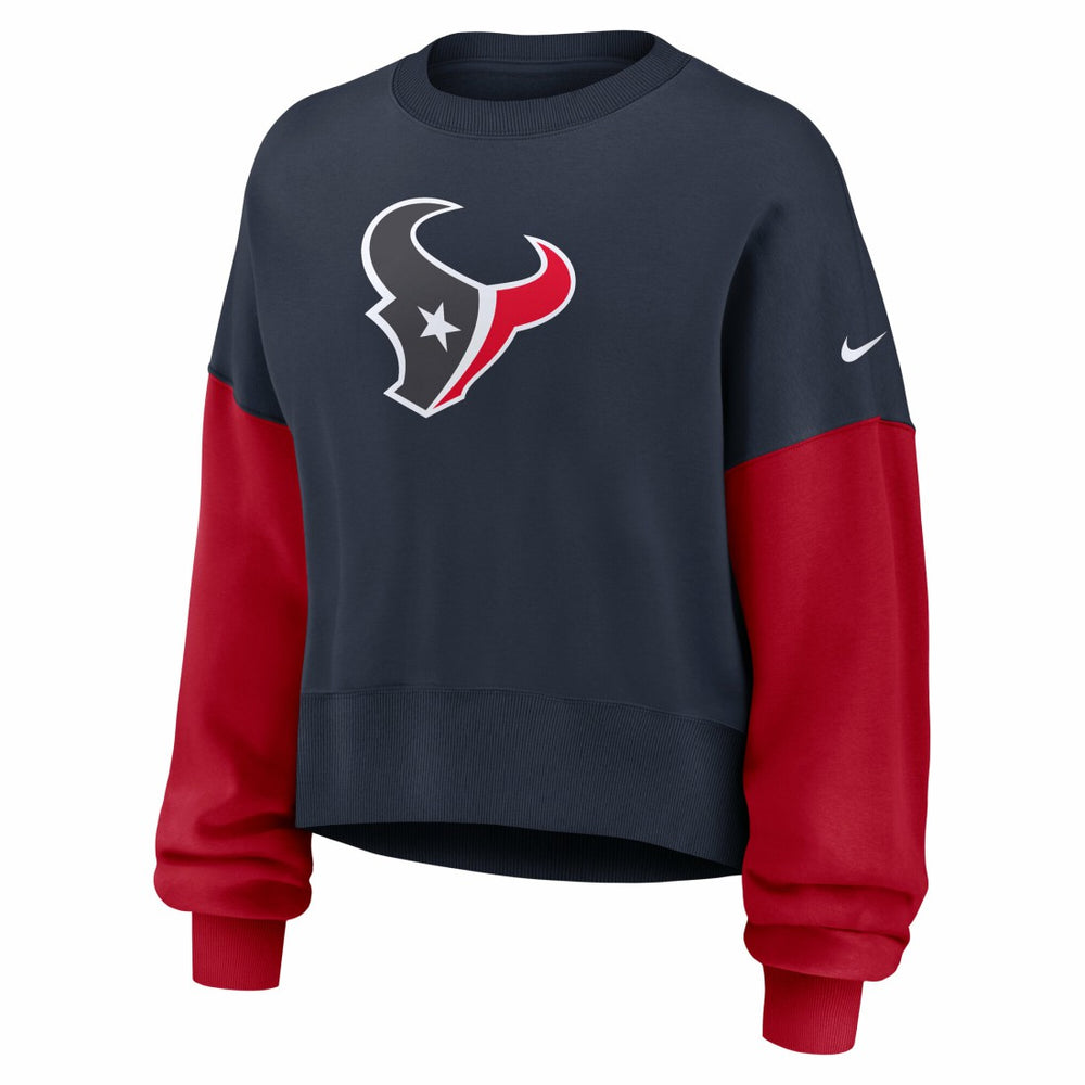Houston Texans Women's Oversized Color-Block Pullover Sweatshirt - Navy outlet