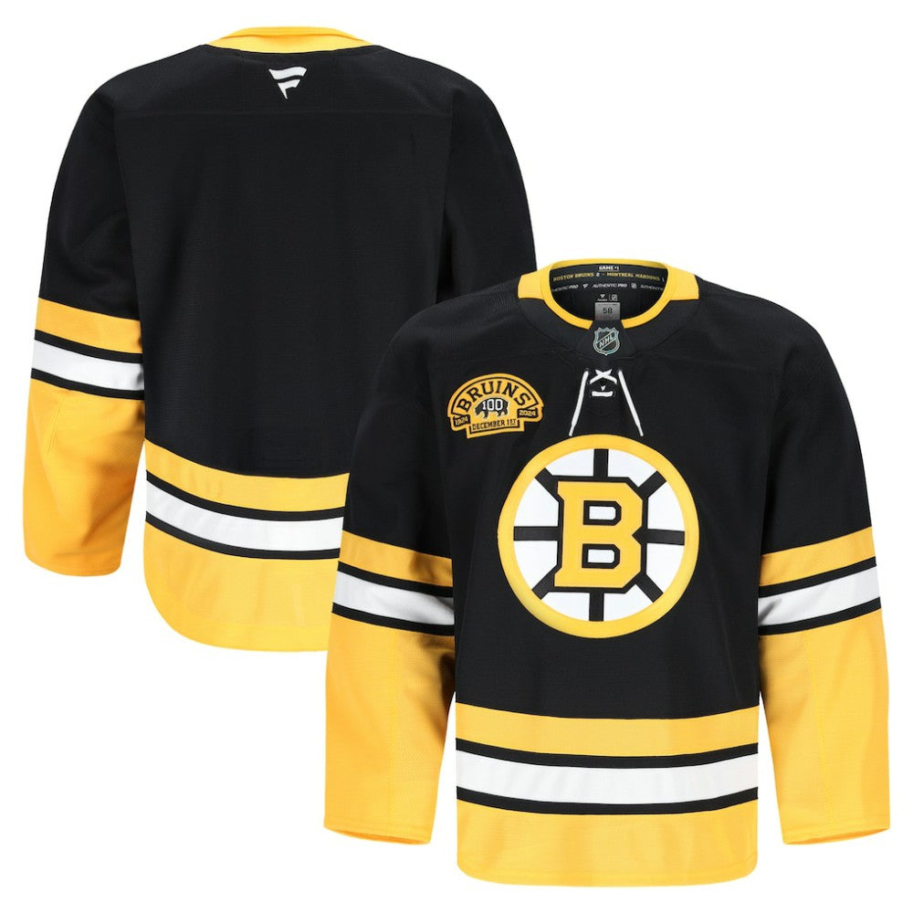 Boston Bruins Fanatics 100th Anniversary Authentic Pro Jersey - Black Jerseys