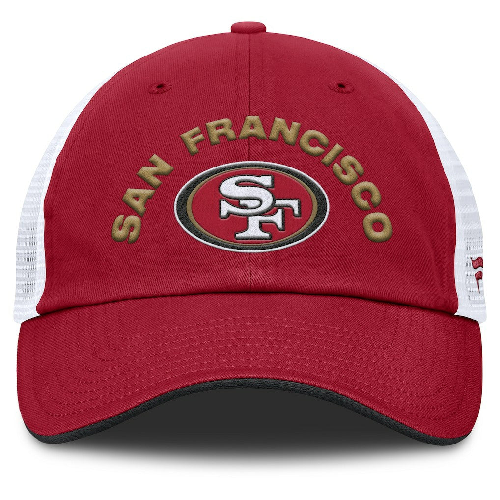 San Francisco 49ers Reverse Trucker Adjustable Hat - Scarlet/White discount