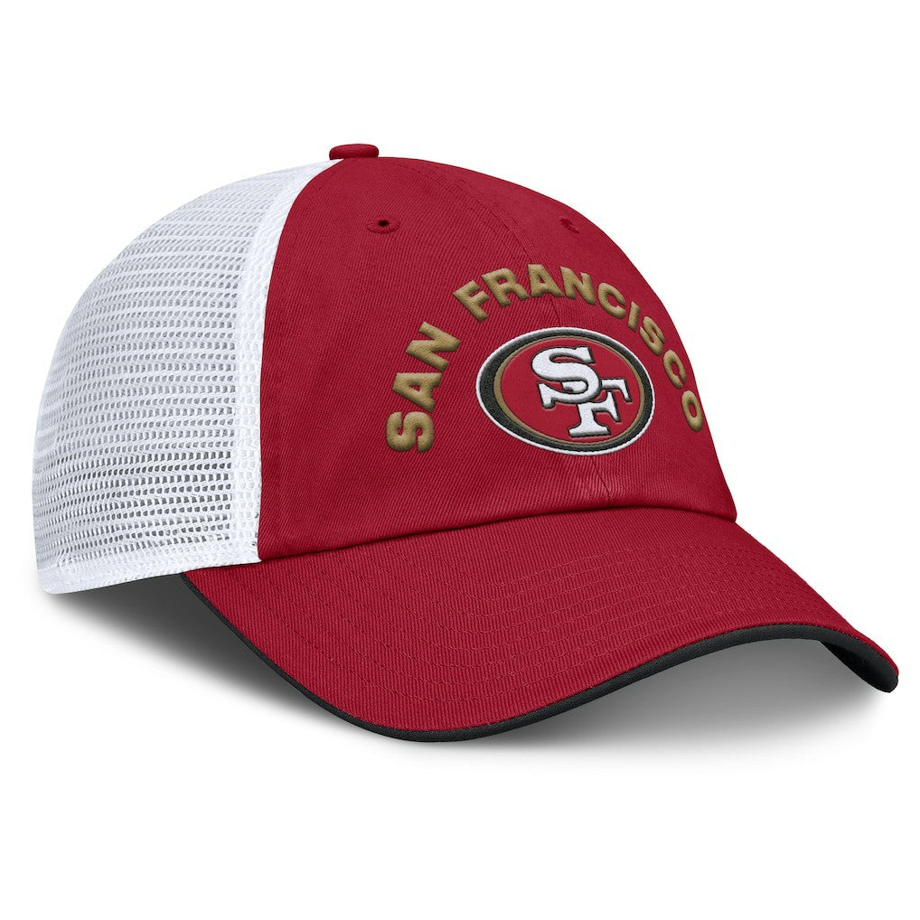 San Francisco 49ers Reverse Trucker Adjustable Hat - Scarlet/White discount