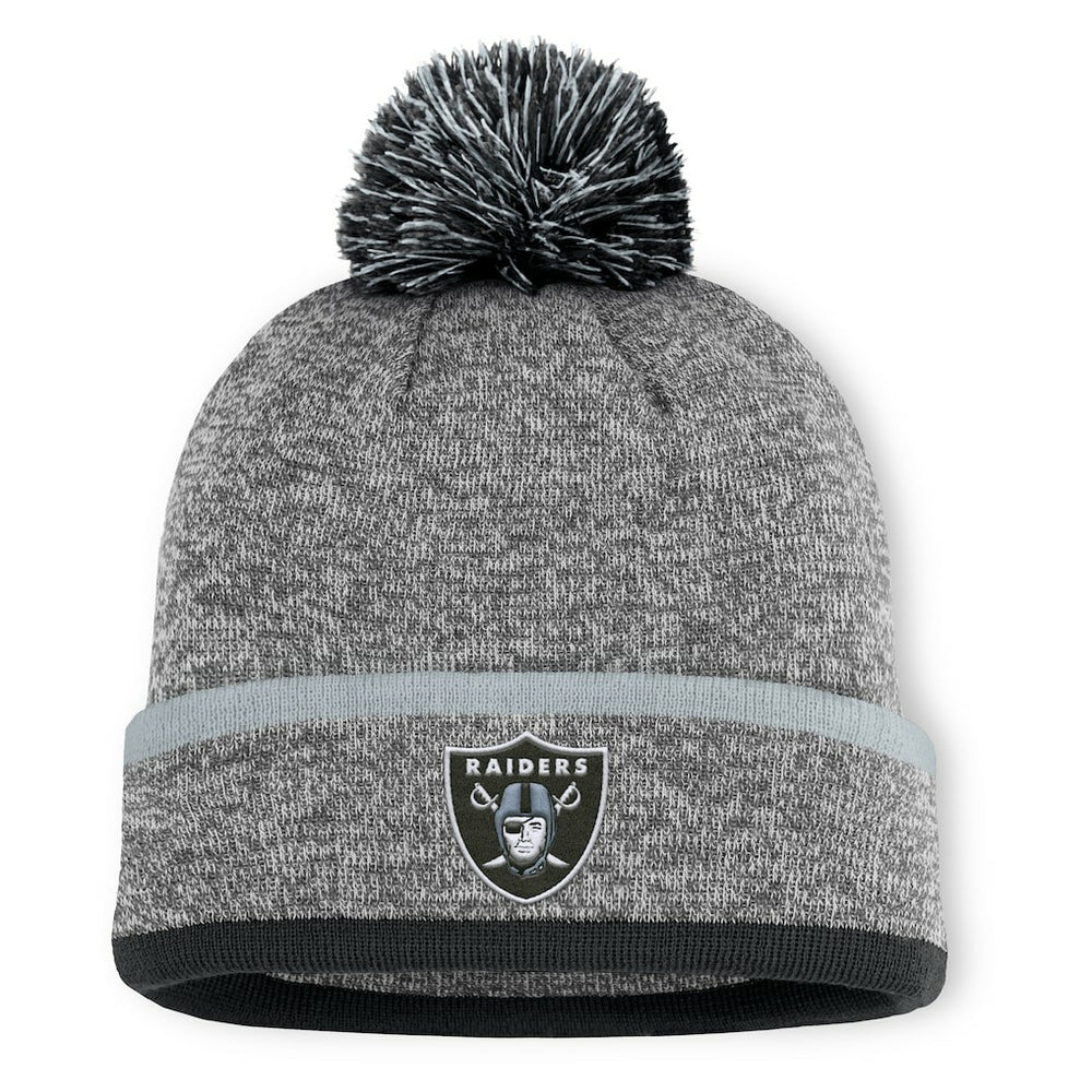 Las Vegas Raiders Motion Cuffed Knit Hat with Pom - Heather Gray sale