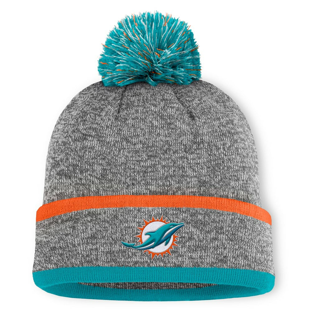 Miami Dolphins Motion Cuffed Knit Hat with Pom - Heather Gray outlet