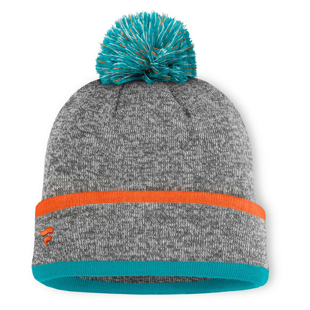 Miami Dolphins Motion Cuffed Knit Hat with Pom - Heather Gray outlet