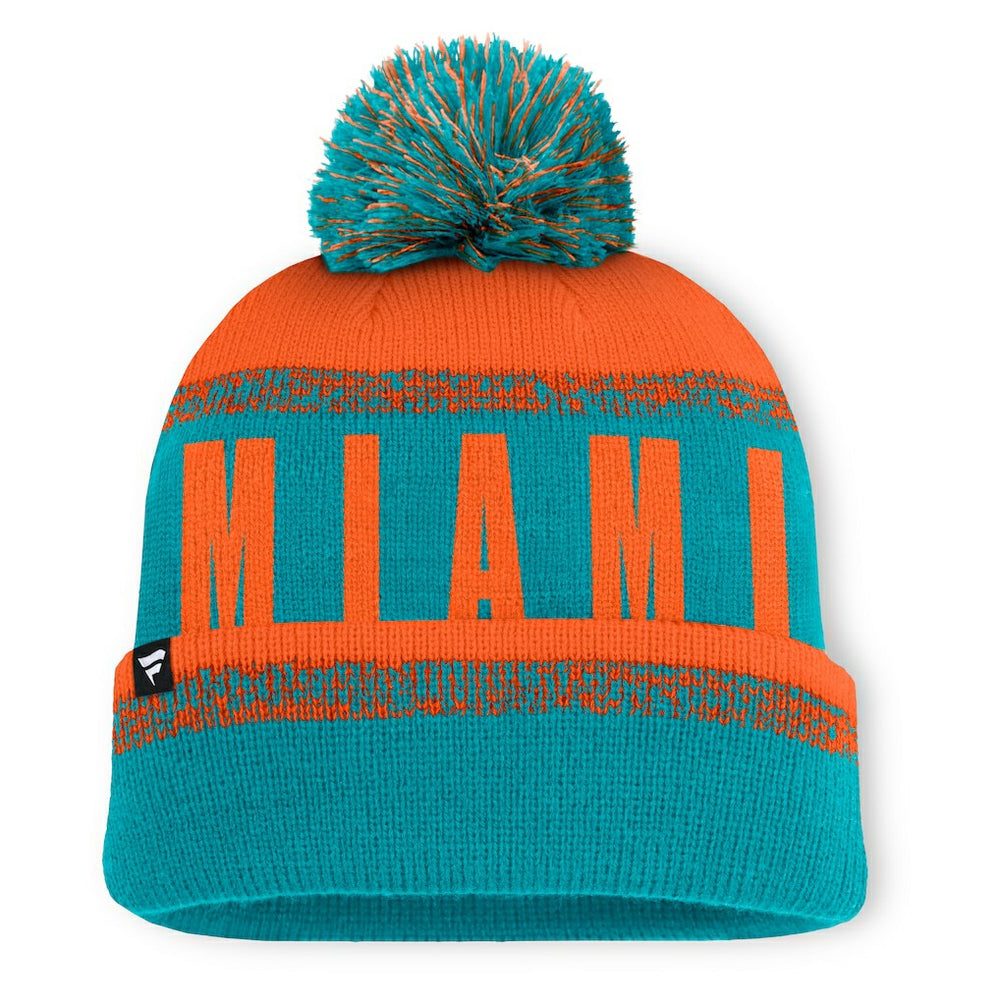 Miami Dolphins Play Action Cuffed Knit Hat with Pom - Aqua/Orange sale