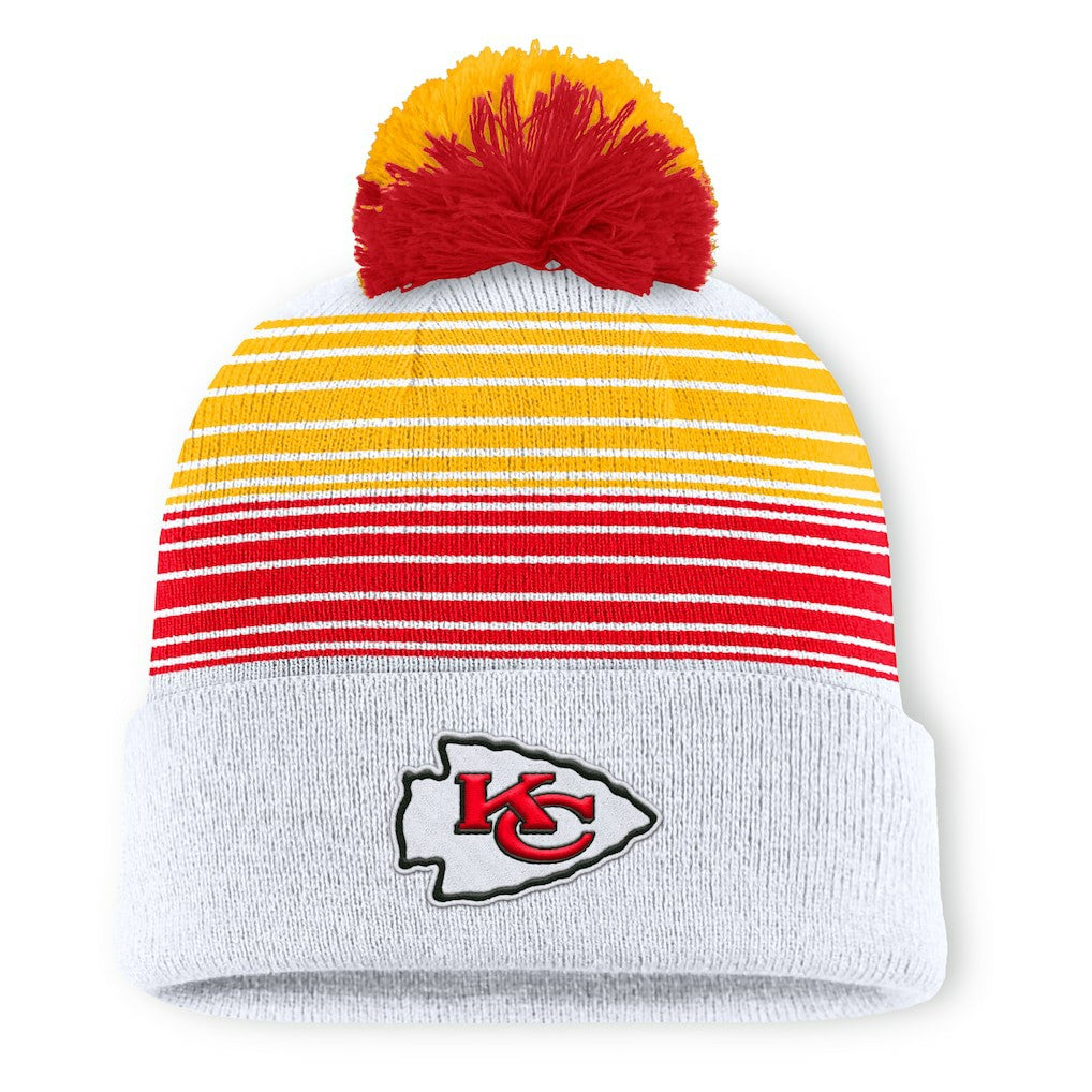 Kansas City Chiefs Ghost Cuffed Knit Hat with Pom - White discount