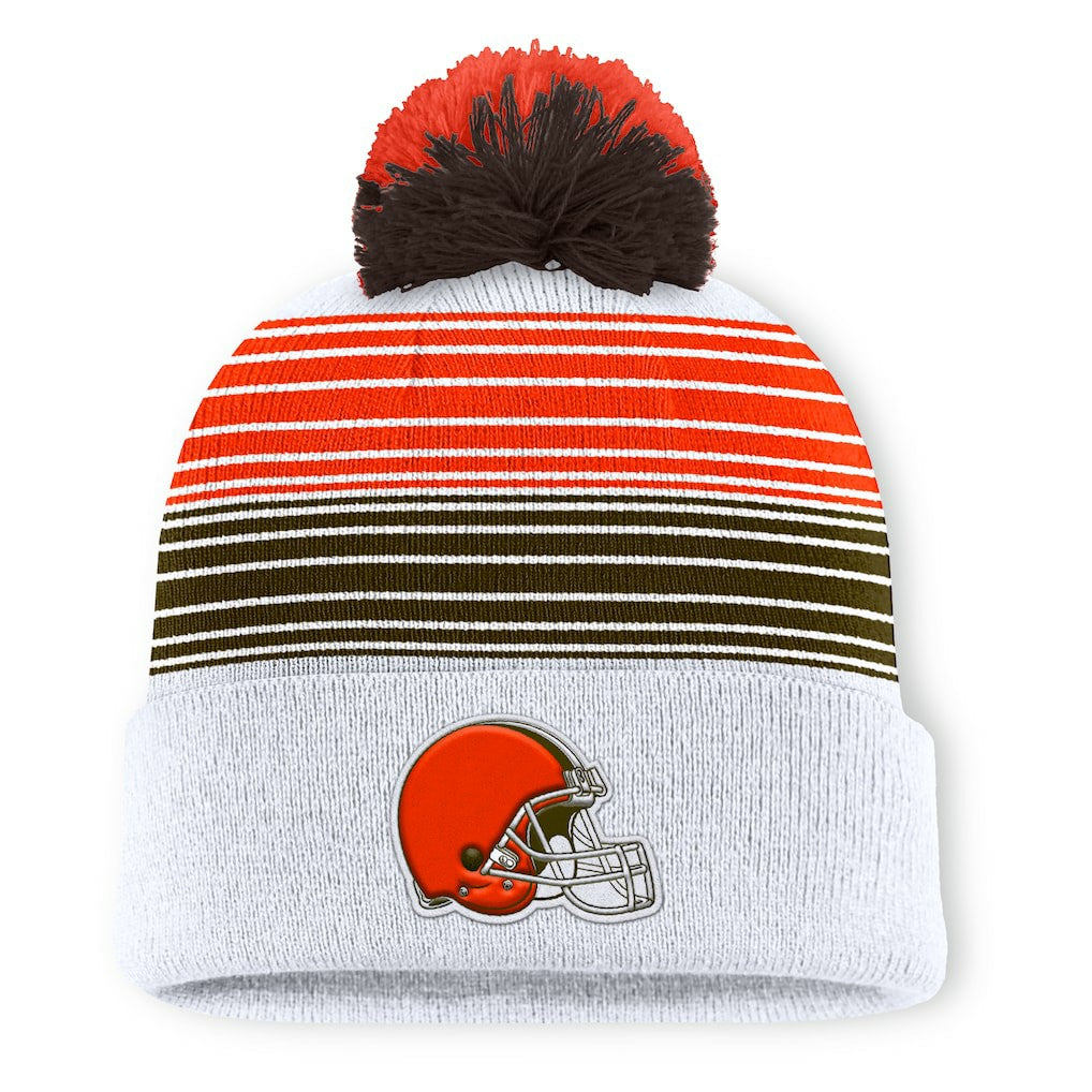 Cleveland Browns Ghost Cuffed Knit Hat with Pom - White discount