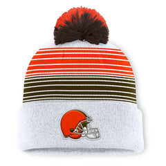 Cleveland Browns Ghost Cuffed Knit Hat with Pom - White discount