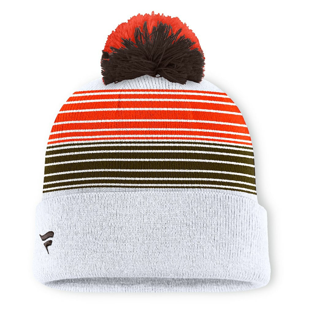 Cleveland Browns Ghost Cuffed Knit Hat with Pom - White discount