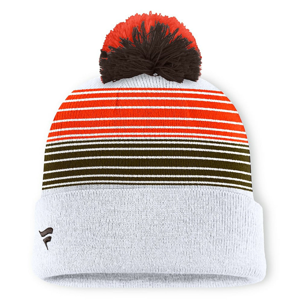 Cleveland Browns Ghost Cuffed Knit Hat with Pom - White discount