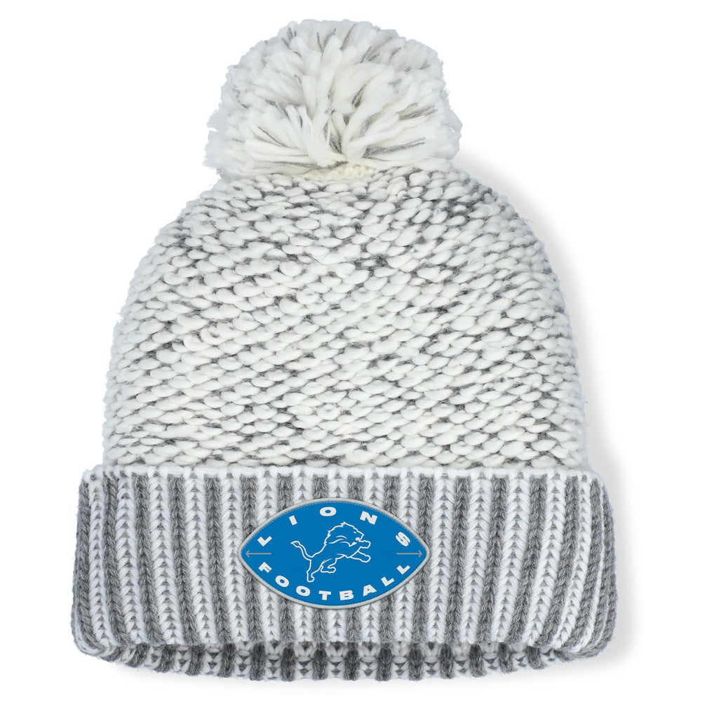 Detroit Lions Women's Pro Set Cuffed Knit Hat with Pom - Heather Gray sale