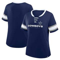 Dallas Cowboys Women's Redzone Draw Play Athena Lace-Up T-Shirt - Navy online
