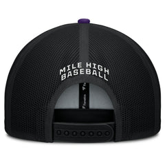Colorado Rockies Cutoff Adjustable Trucker Hat Black/Purple
