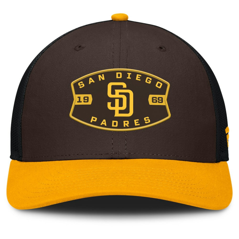 San Diego Padres Cutoff Adjustable Trucker Hat Brown/Gold