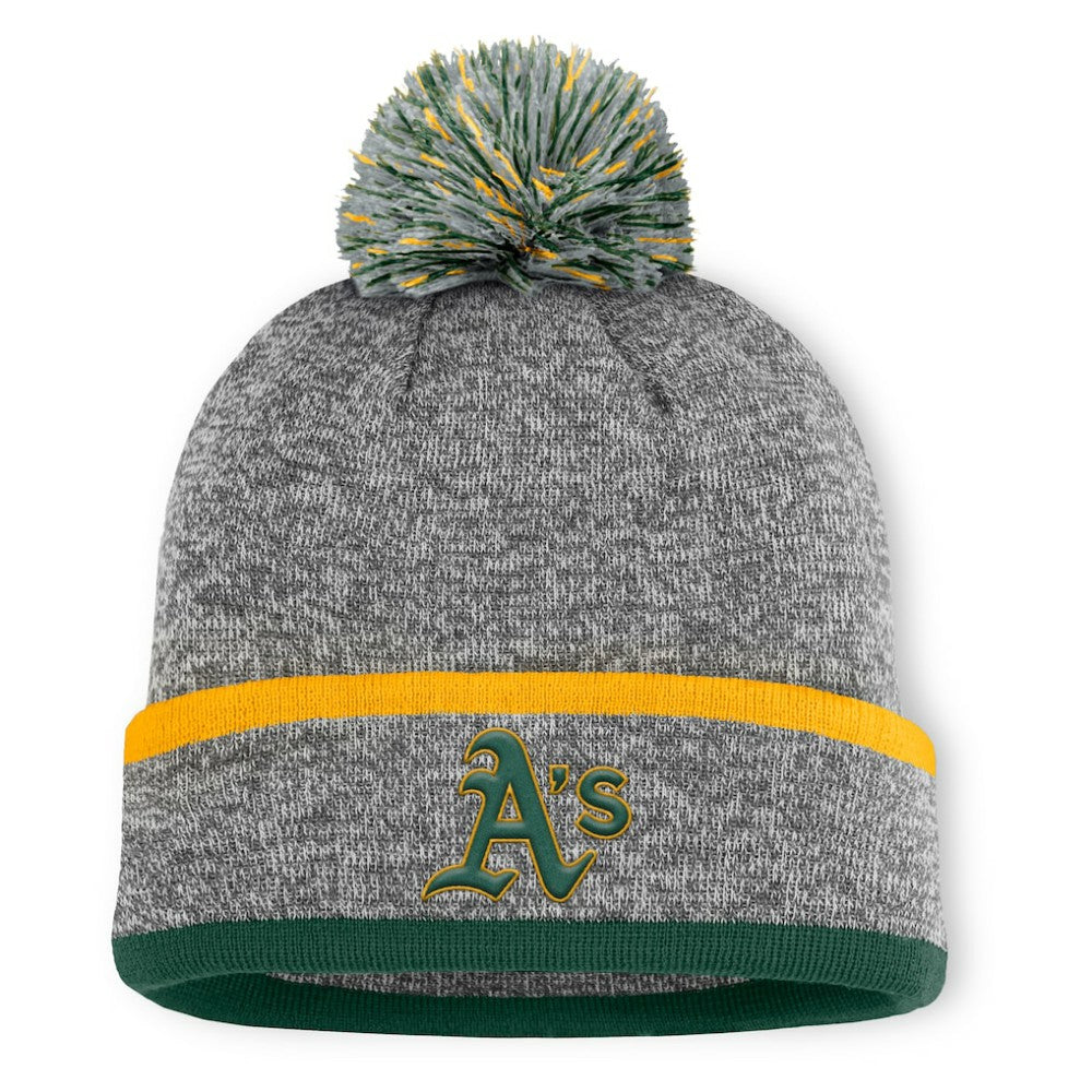 Athletics Backstop Cuffed Knit Hat with Pom Heather Gray