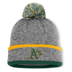 Athletics Backstop Cuffed Knit Hat with Pom Heather Gray