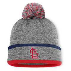 St. Louis Cardinals Backstop Cuffed Knit Hat with Pom Heather Gray