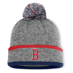 Boston Red Sox Backstop Cuffed Knit Hat with Pom Heather Gray