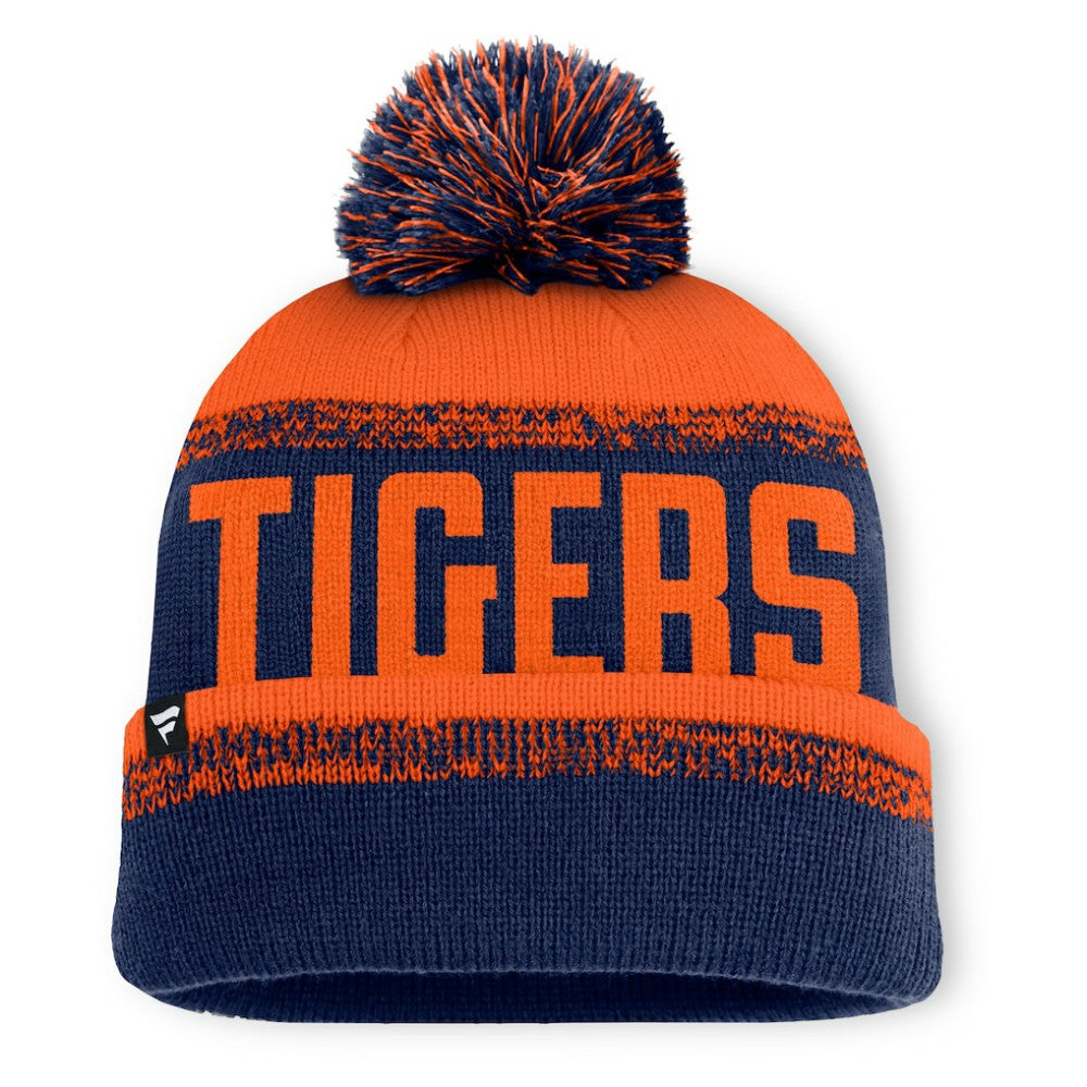 Detroit Tigers No-Doubter Cuffed Knit Hat with Pom Navy/Orange