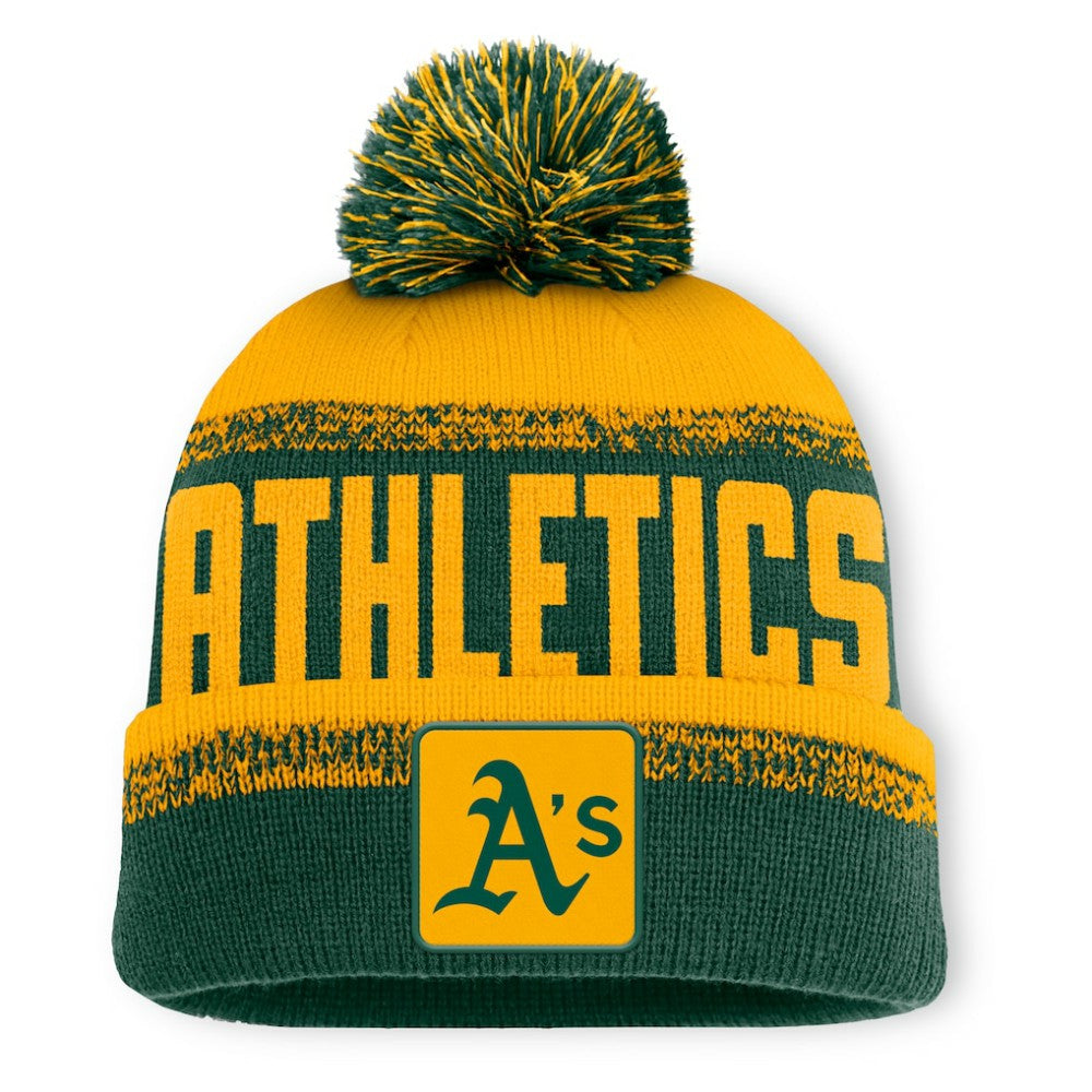 Athletics No-Doubter Cuffed Knit Hat with Pom Green/Gold
