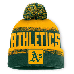 Athletics No-Doubter Cuffed Knit Hat with Pom Green/Gold