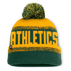Athletics No-Doubter Cuffed Knit Hat with Pom Green/Gold